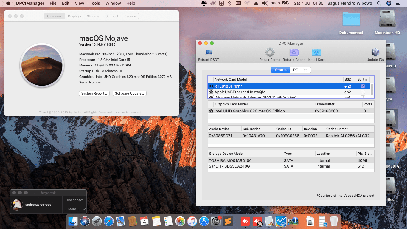 Success Hackintosh macOS Mojave 10.14.6 Build 18G95 at Asus A442UR-GA041T